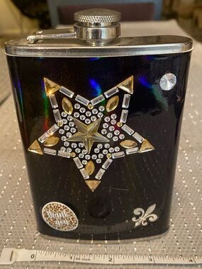 Black Jeweled Star Decorative Flask